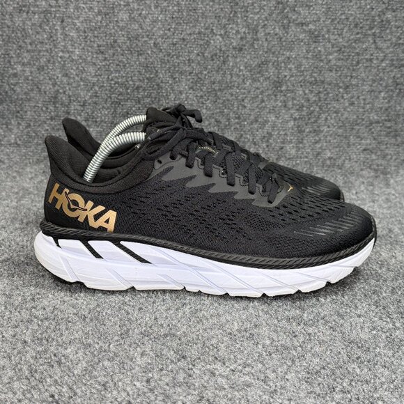 Hoka Clifton 7 Running Shoes Women's Size 10 Black Athletic Training Sneakers - Picture 1 of 12